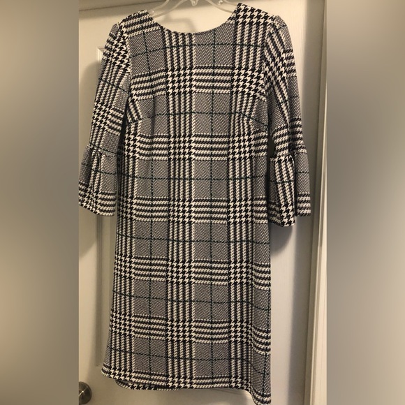 violet b Dresses Small Black And White Herringbone Pattern Dress